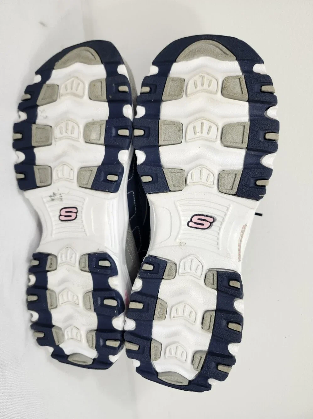 Skechers D'lites Women's 10 W Navy Gray Memory Foam Athletic Sneakers Wide Shoes